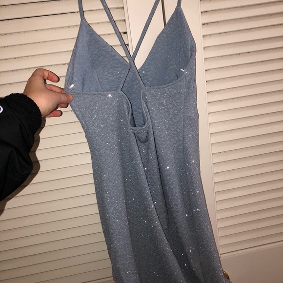 Light Blue Send My Love Glitter Dress - Picture 3 of 6